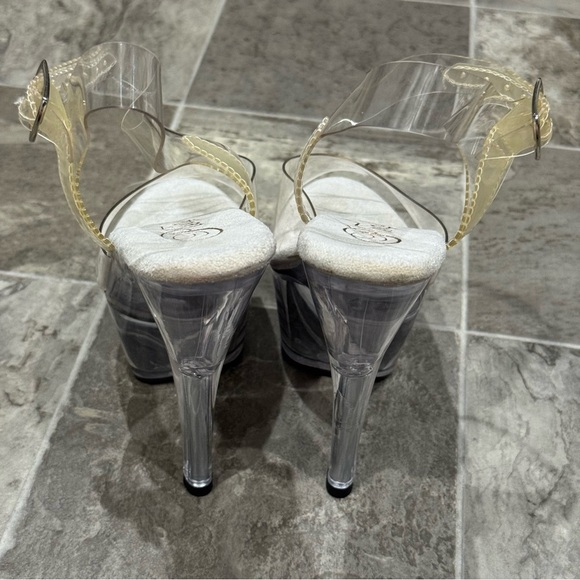 Pleaser Clear Transparent Dancer Stiletto Heels Size 6 - Picture 10 of 13